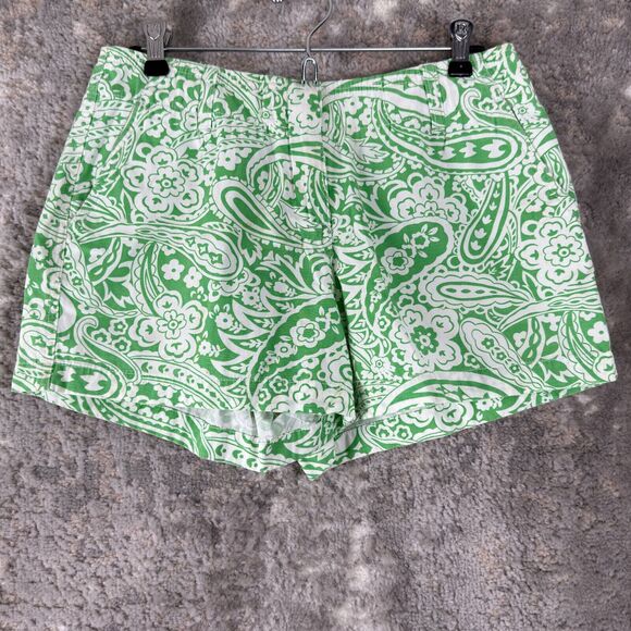 Paraphrase Size 8 100% Cotton Floral Paisley Print Flat Front Shorts Green White - Picture 1 of 12